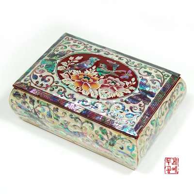 Joseon Dynasty Oval Flower and Bird Mother-of-Pearl Business Card Case [Main Box]