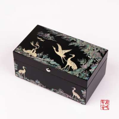 Pine and Crane Pencil Holder Business Card Case