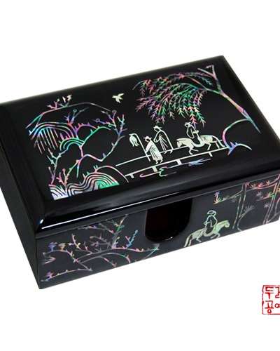 梅花草玉図 自動名刺ケース[黒]