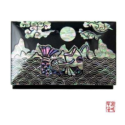 Moonlit Water Dragon Business Card Holder (Black)