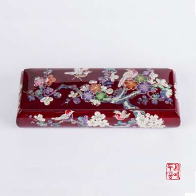 Wood Rolling Plum Blossom Pattern Pencil Case