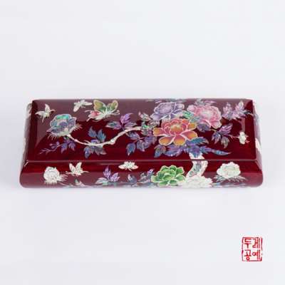 Premium Wooden Peony Motif Pen Case with Rounded Edges