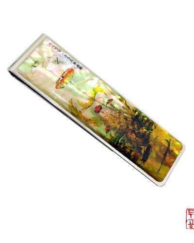 【申師任堂】草蟲図 - 芍薬と白い蝶 マネークリップ