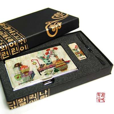 Mother-of-Pearl USB 2-Piece Set (Scholar's Bookshelf Painting)
