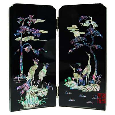 Pine, Crane, and Phoenix Two-Panel Screen