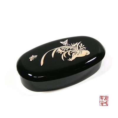 Orchid Motif Small Storage Box [Black]