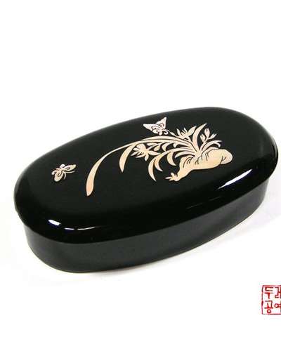 蘭の装飾小物入れ [黒]