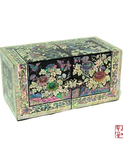 彩画菊花双合 [大 - 黒]