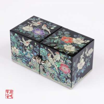 Plum Blossom and Bird Double Box [Black]