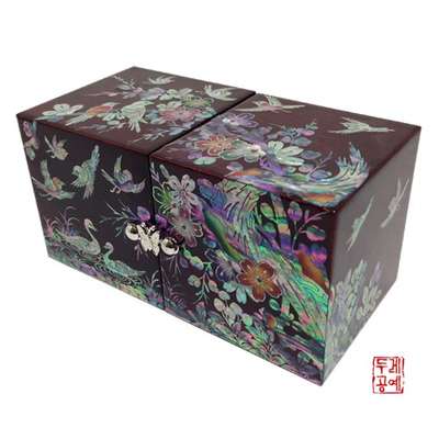 Wooden Plum Blossom and Magpie Double Box