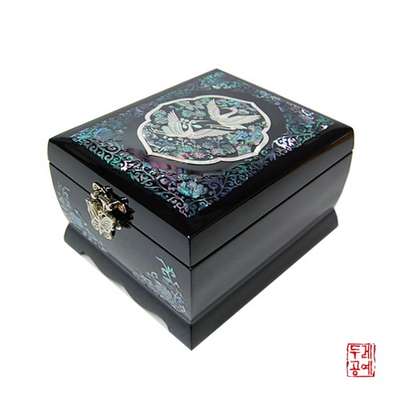 Scrollwork Crane Pair Music Jewelry Box