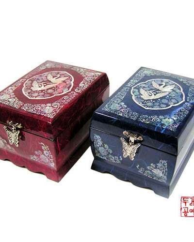 唐草双鶴韓紙オルゴール宝石箱