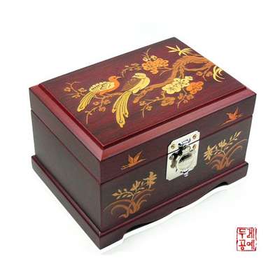 Wooden Inlay Jewelry Box [Plum Blossom and Bird Design]
