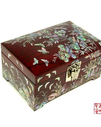 螺鈿天然木直轆轆ジュエリーボックス[蝶]