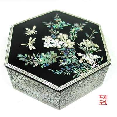 Mother-of-Pearl Hexagonal Empty Box (Dragonfly)