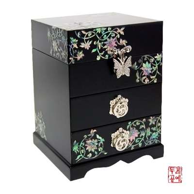 보상화 3-Tier Drawer Jewelry Box