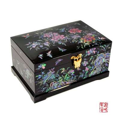 Chrysanthemum and Butterfly Jewelry Box (Black)