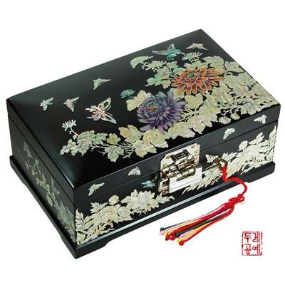 Chrysanthemum Butterfly Colored Enamel Jewelry Box