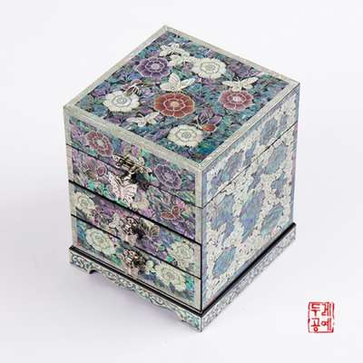 Peony and Butterfly 3-Drawer Jewelry Box