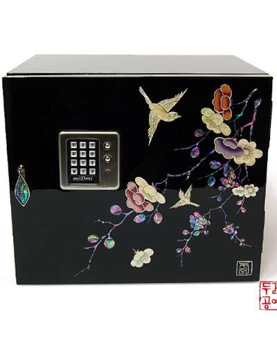 彩花梅鳥文 螺鈿金庫型ジュエリーボックス小 [ブラック]