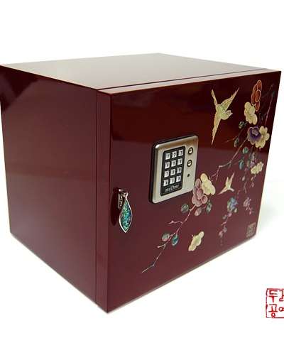 梅花鳥文様螺鈿金庫型ジュエリーボックス【朱合】