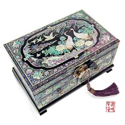 Pearl Shell Ten Symbols of Longevity Jewelry Box