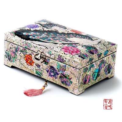 Haehwa-Kkeuneum Peacock Pattern Jewelry Box (Large)
