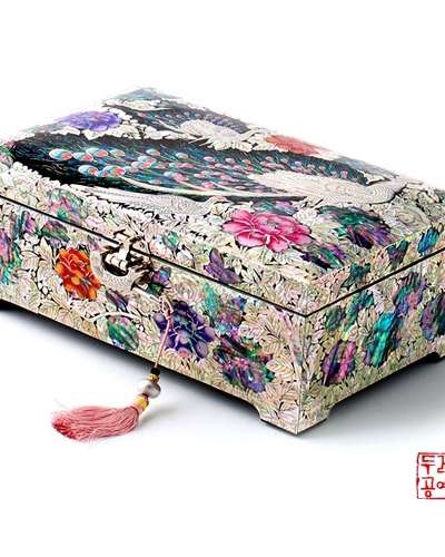 채화끊음工芸孔雀模様ジュエリーボックス(大)