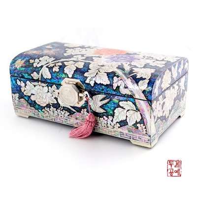 Inlaid Mother-of-Pearl Peony Jewelry Box
