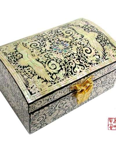 李朝塁林ジュエリーボックス[唐草双鶴 小]