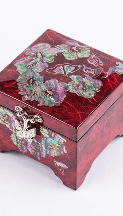 National Flower Mugunghwa Butterfly Jewelry Box (Red)