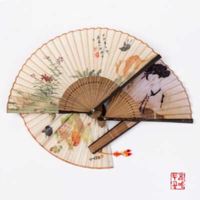 Insects and Plants Fan (Traditional Korean Folk Painting Silk Fan)