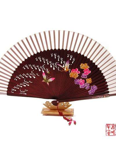シルク画扇 [花と蝶]