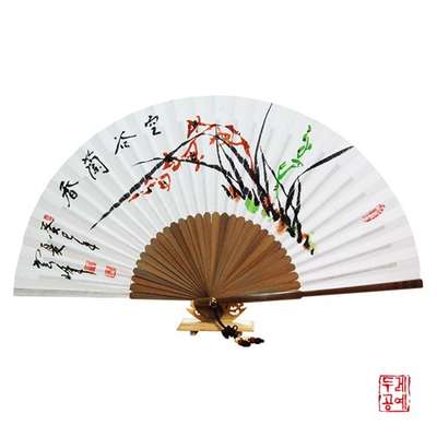 Unbong Black Bamboo Fan [Orchid]