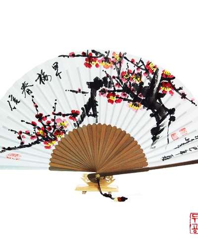Unbong Black Bamboo Fan [Plum Blossom]