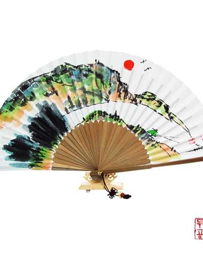 Unbong Black Bamboo Fan [Landscape Painting]