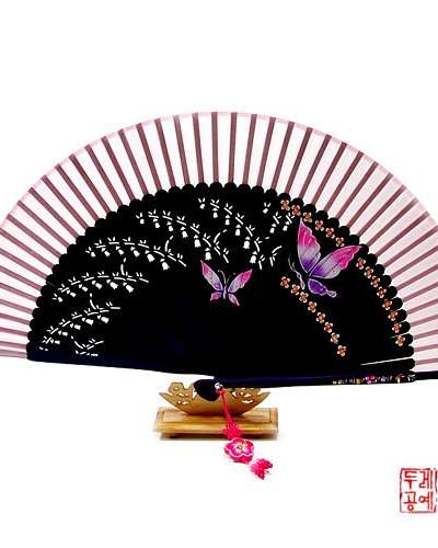 Silk Painting Fan [Pair of Butterflies]