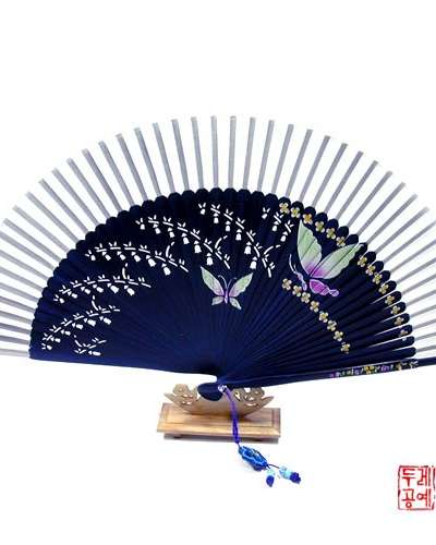 シルク画扇〔蝶一対 2〕