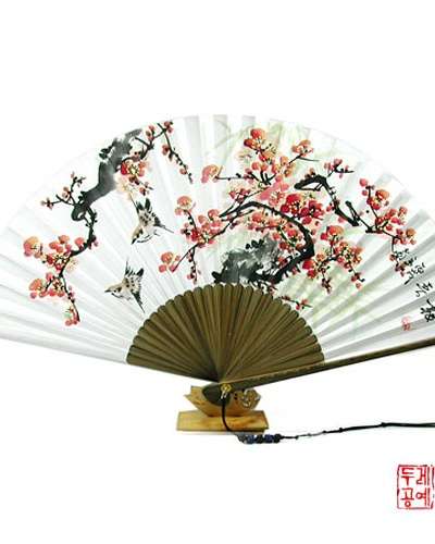 Black Bamboo Painting Fan [Plum Blossom]