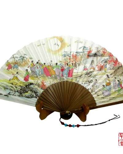 Black Bamboo Fan Stand_Folk Painting[Ganggangsullae]