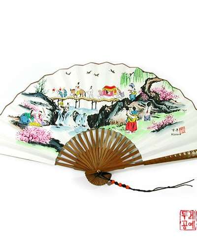 Black Bamboo Decorative Painted Fan [Wedding]