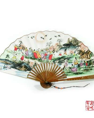 烏竹装飾画扇【強強水月來】