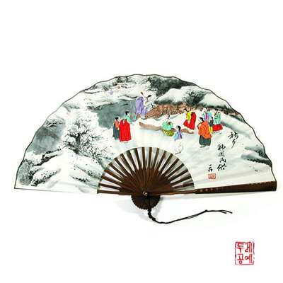 Black Bamboo Decorative Picture Fan [Seesaw Play]