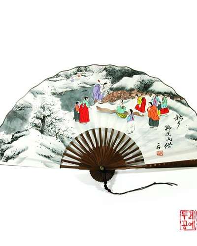 Black Bamboo Decorative Picture Fan [Seesaw Play]