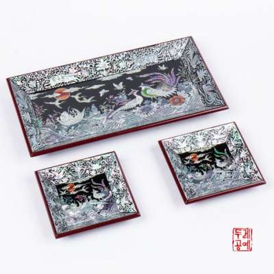 Phoenix Pattern Square Tray Set (3P)