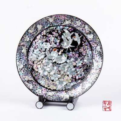 Round Pearl Shell Plum Blossom Pattern Tray