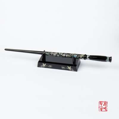 Inlaid Mother-of-Pearl Scrollwork and Crane Baton Set