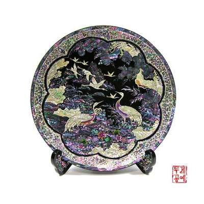 Round Tray [Mountain Landscape Crane Pine]