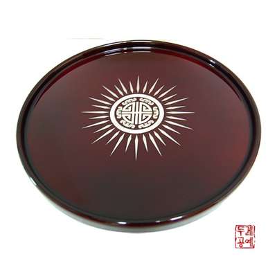 Lacquered Wooden Tray with Bat Pattern (Red Lacquer)