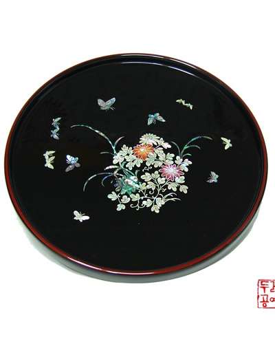 花と蝶 ラウンドトレイ